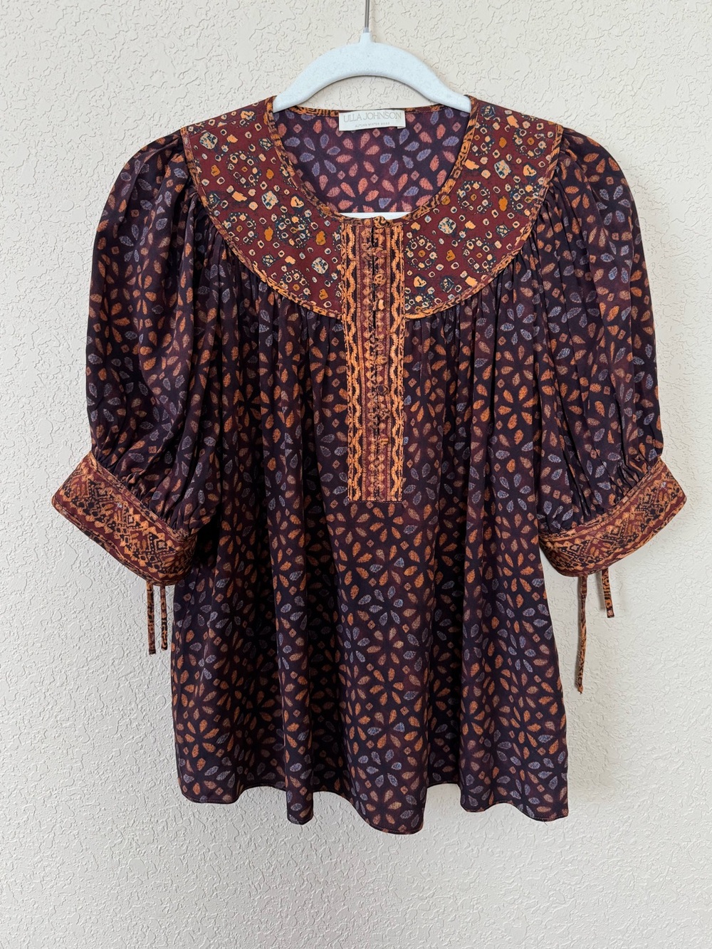 Ulla Johnson Dina 100% Silk Top,Agate Color-Way, Size 8